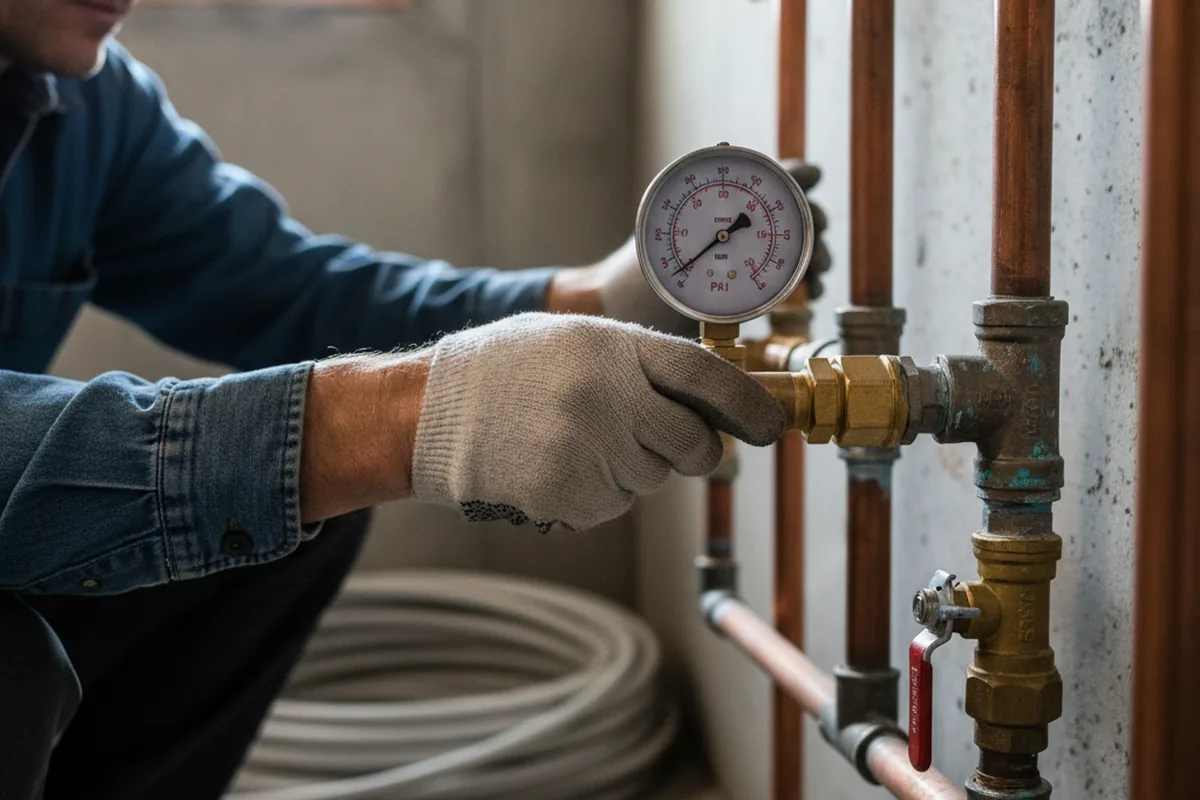 Pressure testing a repaired line during Water Line Repair in Santa Fe