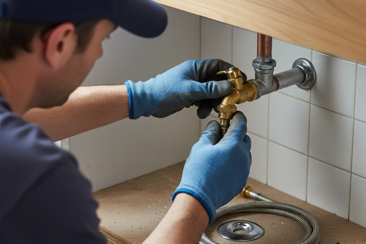 Shutoff valve and fitting work during Well Pump Repair in Santa Fe